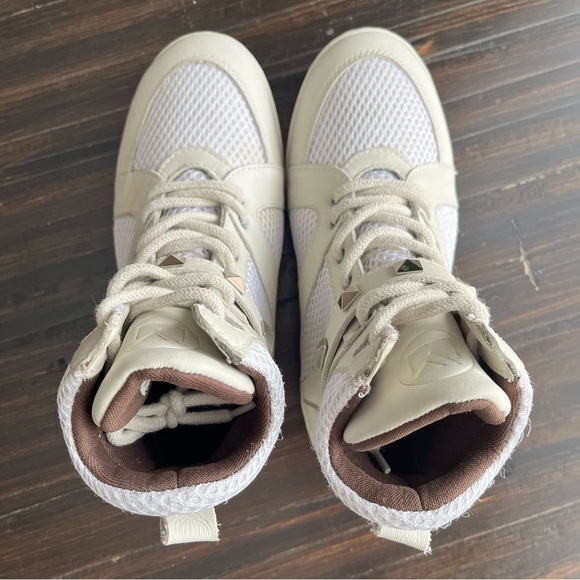 SANDRO MOSCOLINI Mesh Studded High Top Sneakers In Ivory - Picture 8 of 15